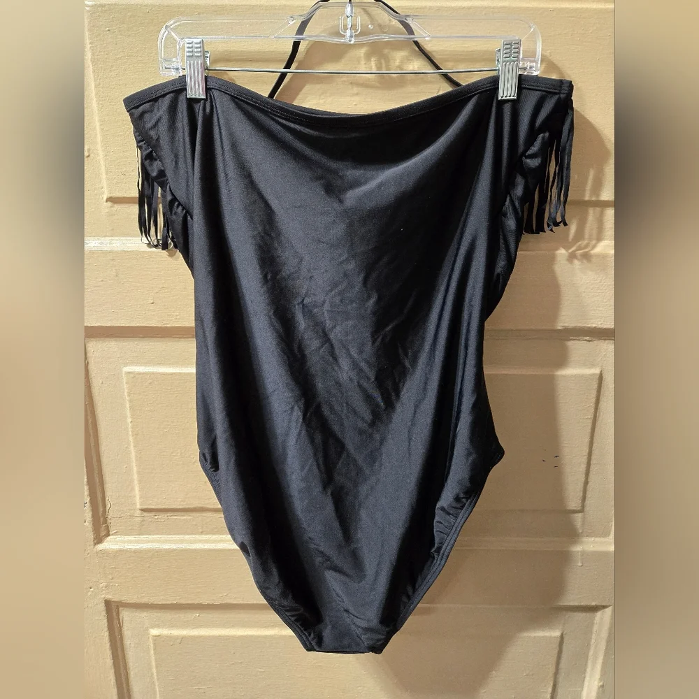 Swimsuits For All Tropiculture Fringe Bandeau One Piece Bathing Suit NWT - Picture 6 of 8
